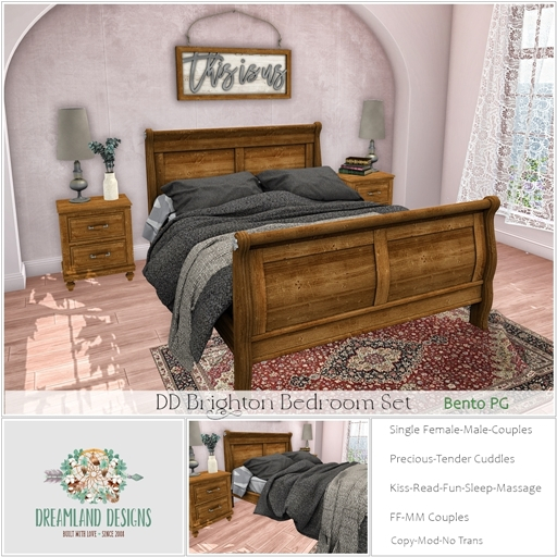 Second Life Marketplace DD Brighton Bedroom SetPG/ADD